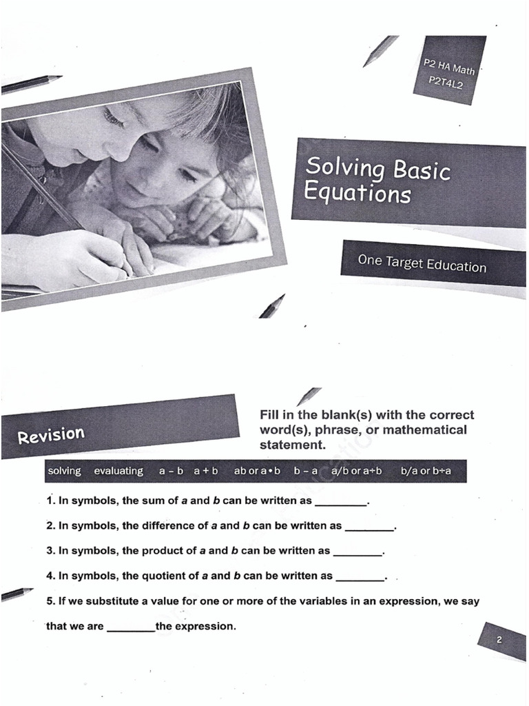 P2.4.04 Math Solving Basic Equation | PDF