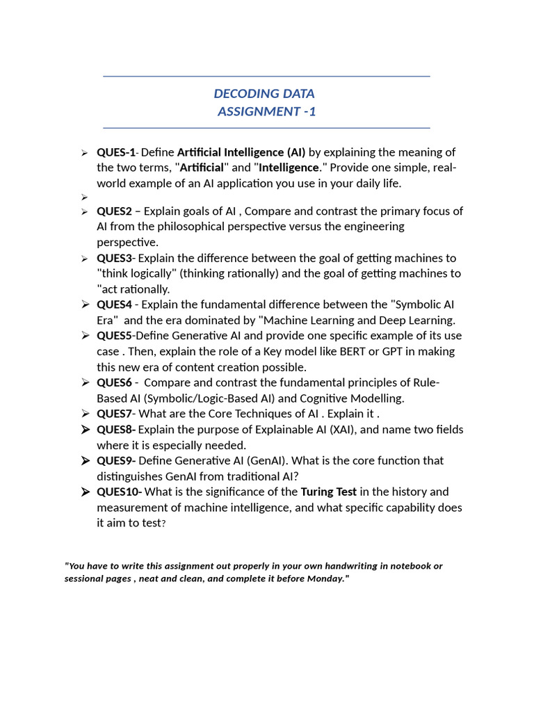 Assignment DD 1 | PDF