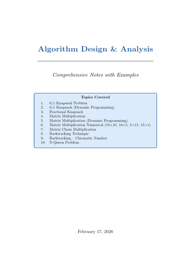 Daa Notes | PDF | Dynamic Programming | Vertex (Graph Theory)