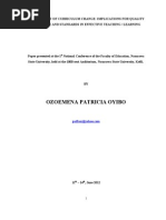Download MANAGEMENT OF CURRICULUM CHANGE IMPLICATIONS FOR QUALITY ASSURANCE AND STANDARDS IN EFFECTIVE TEACHING  LEARNING by Patricia Okongwu Ozoemena SN100115330 doc pdf