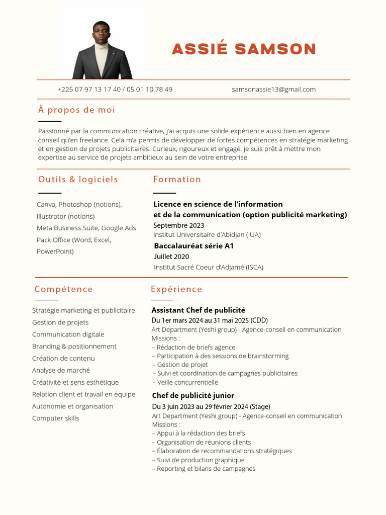 CV - Samson ASSIÉ - Assistant Chef de Publicité | PDF | Publicité ...
