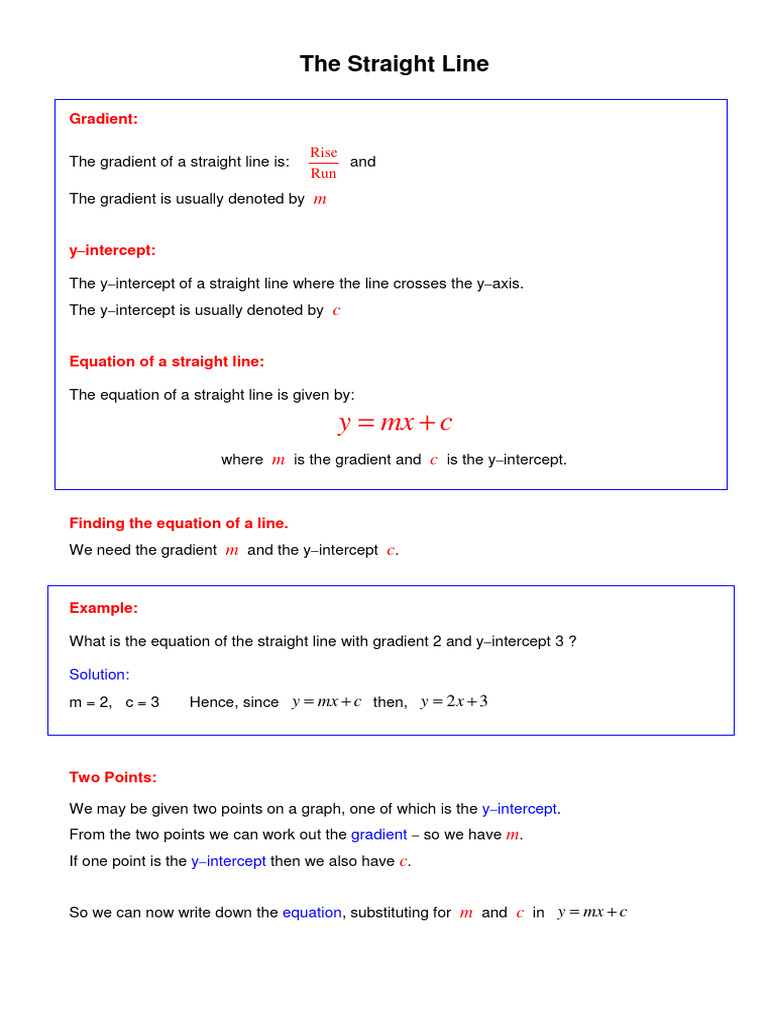 The Straight Line | PDF | Slope | Mathematics
