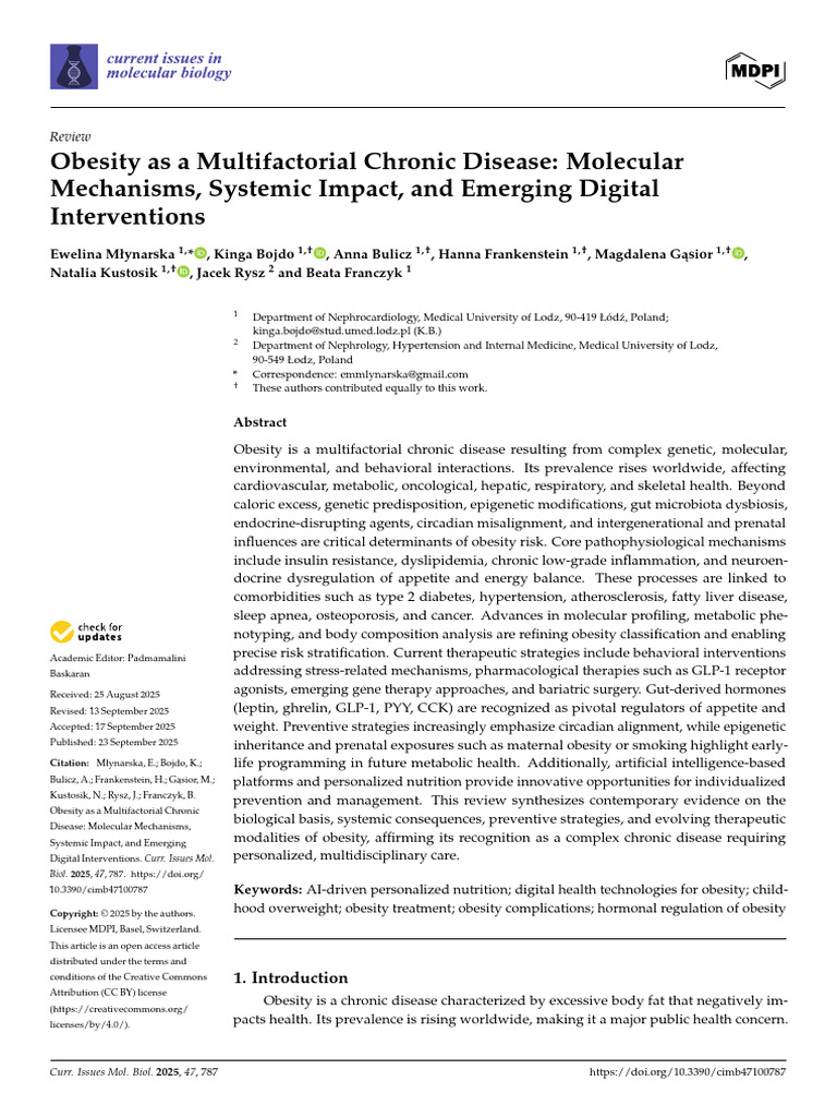 Obesity As A Multifactorial Chronic Disease - Molecular Mechanisms ...