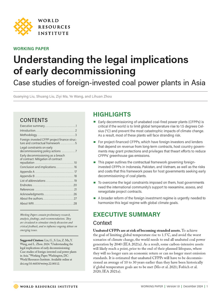 Understanding Legal Implications Early Decommissioning WRI | PDF ...