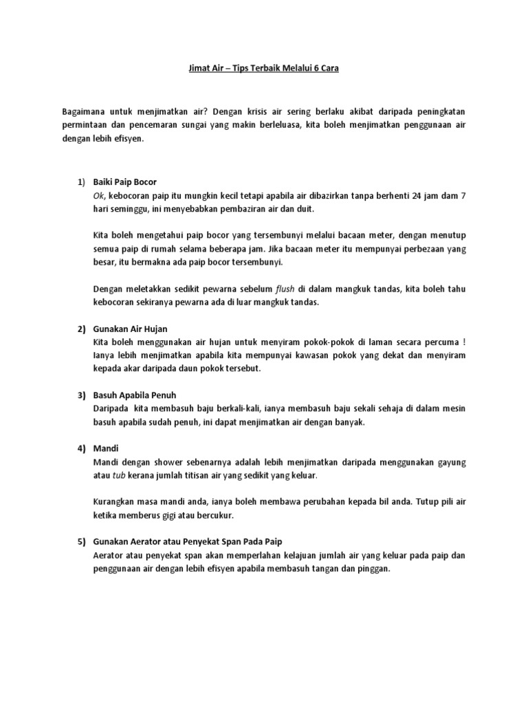 Jimat Air 6 Cara Terbaik