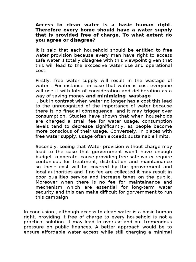 Access To Clean Water Is A Basic Human Right | PDF