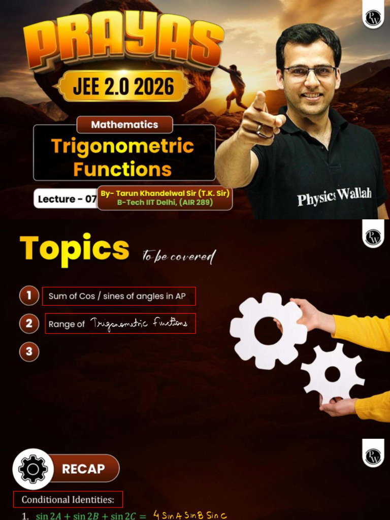 Trigonometric Functions 07 Class Notes | PDF