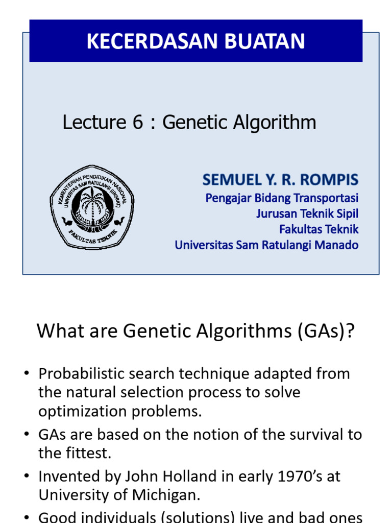 Lecture 6 - Genetic Algorithm | PDF | Genetic Algorithm | Metaheuristic