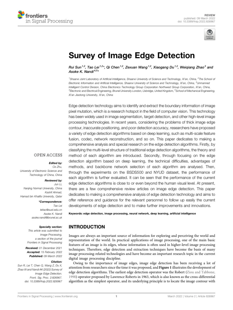 Survey of Image Edge Detection | PDF | Image Segmentation | Applied ...