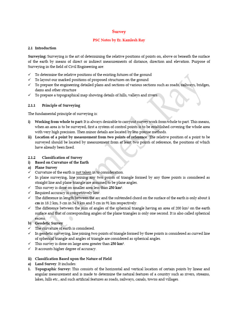 Surveying Notes For PSC | PDF | Surveying | Map