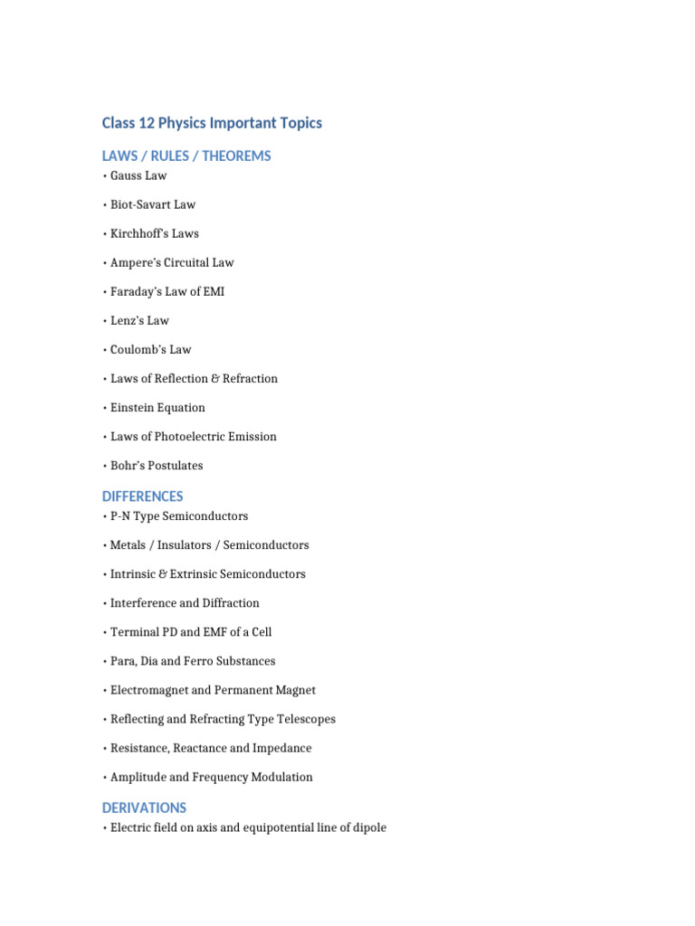 Class 12 Physics Typed Notes | PDF | Inductance | Capacitor