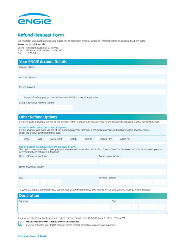 STD0003 Refund Request Form Mar23 | PDF