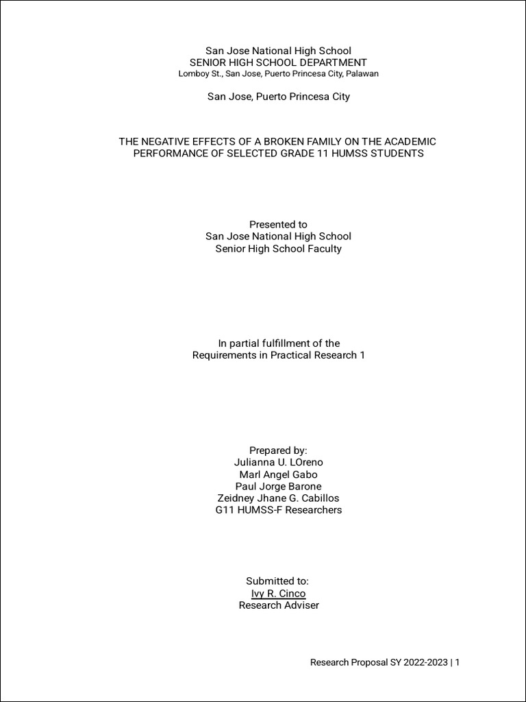 PR2 Research Proposal Template | PDF | Parenting | Divorce