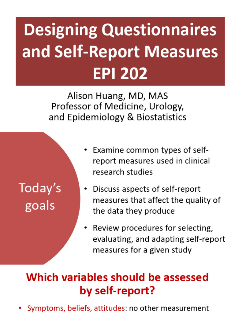 Lecture 6 (Alison Huang) | PDF | Self Report Study | Survey Methodology