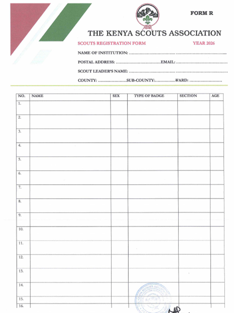 Scouts Registration Form 2026 | PDF