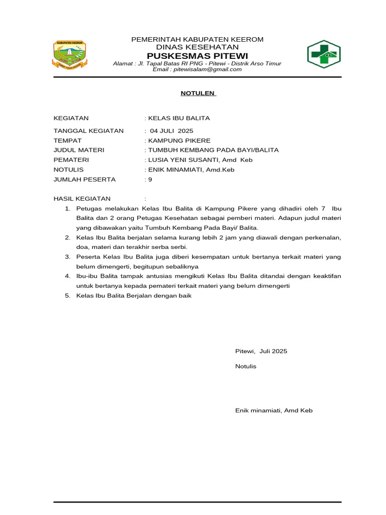 Format LDP Notulen Kelas Bumil | PDF