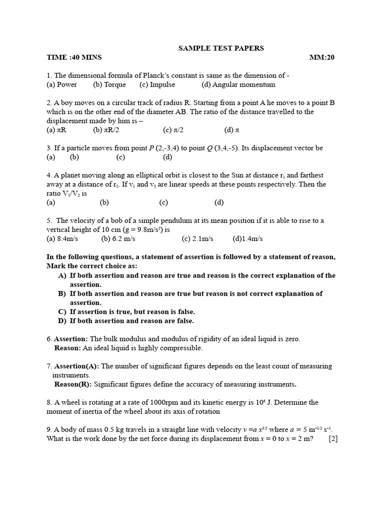 Sample Test Papers | PDF | Thermal Expansion | Liquids