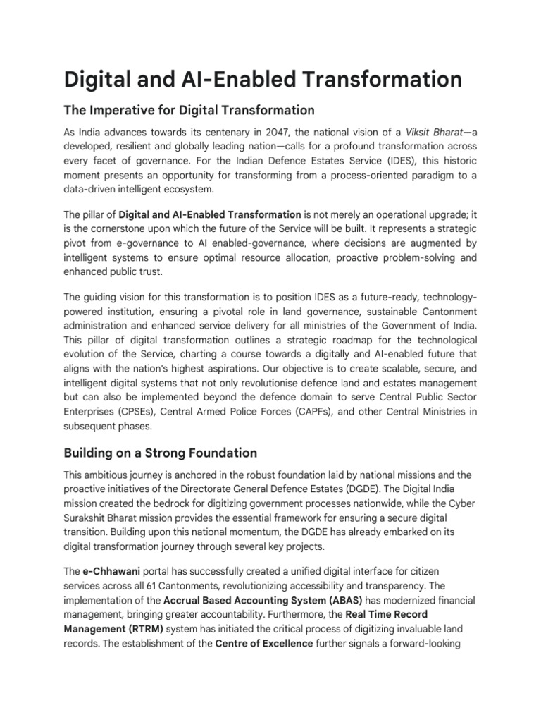 Digital and AI-Enabled Transformation Pillar Draft | PDF | Governance ...