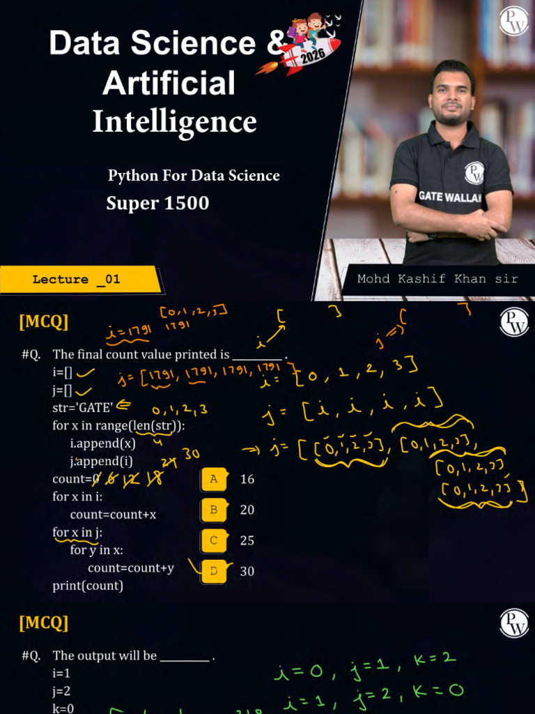 Python For Data Science 01 Class Notes | PDF