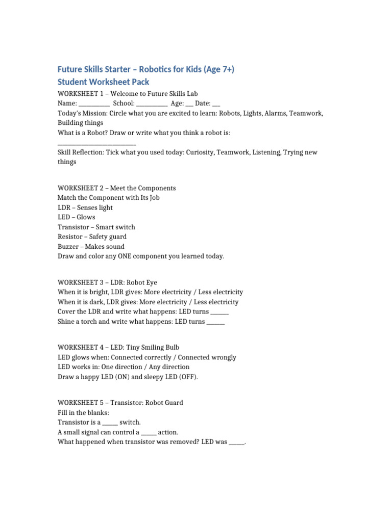Future Skills Starter Worksheets | PDF | Electricity | Electrical ...