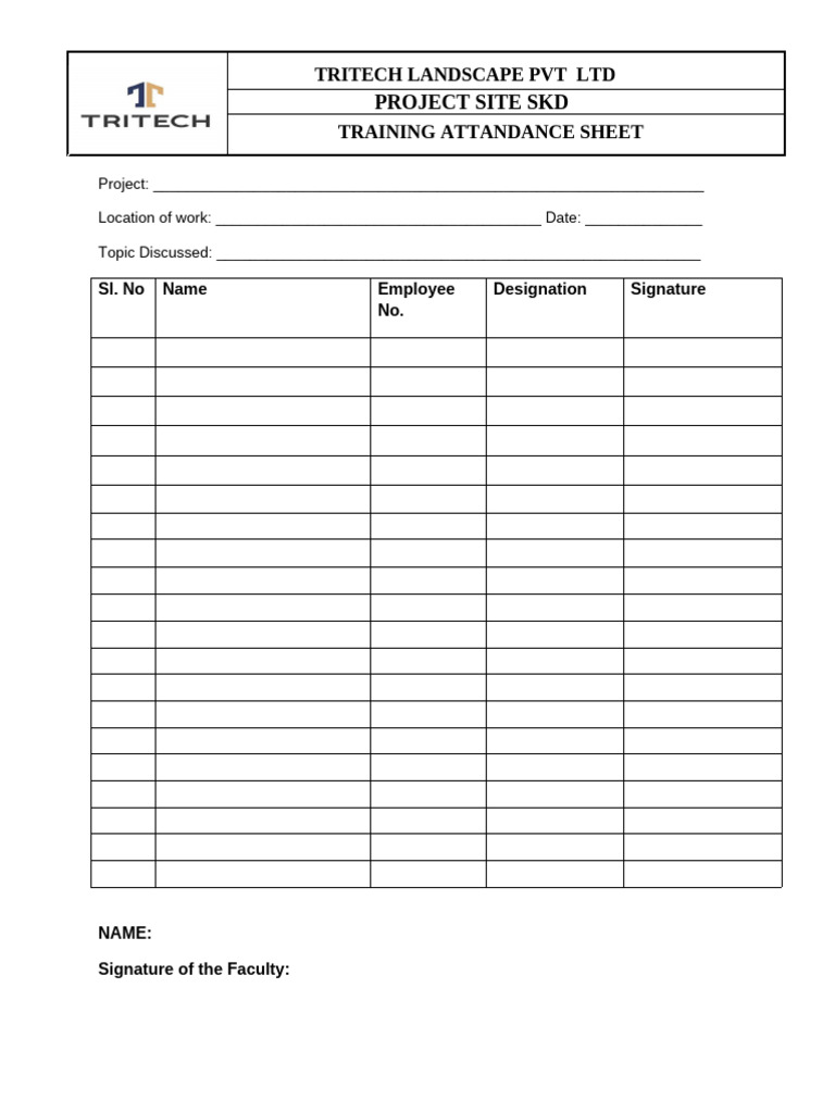 TTL Training Attendance Sheet | PDF