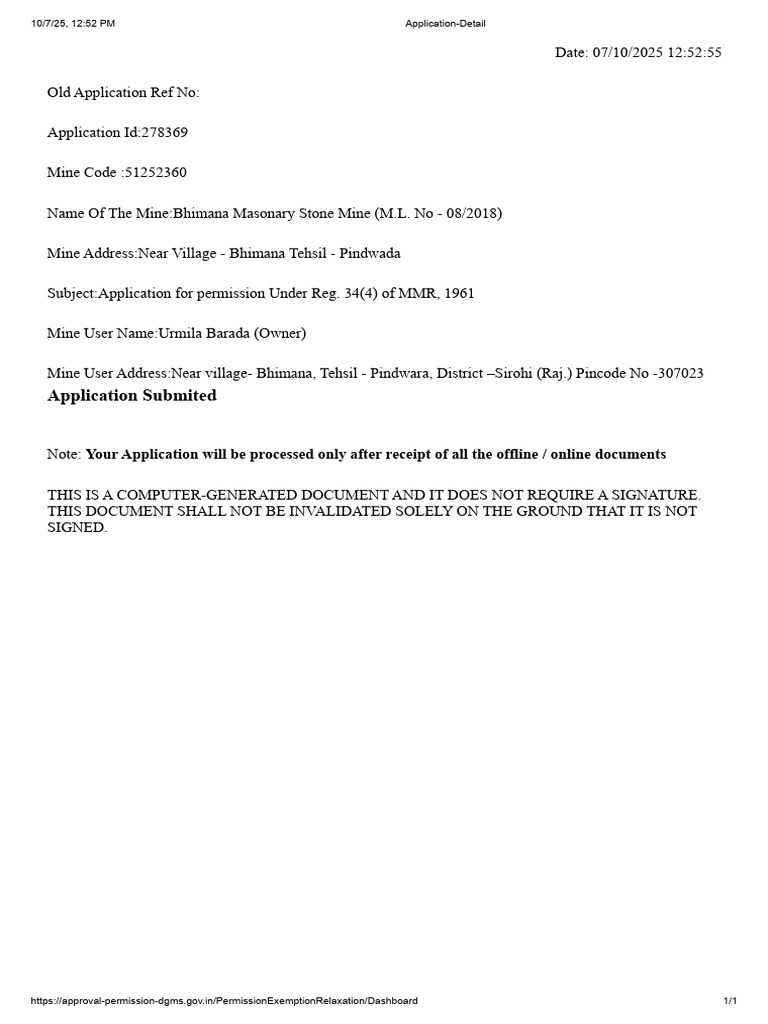 Approval Permission Dgms - Gov.in PermissionExemptionRelaxation ...