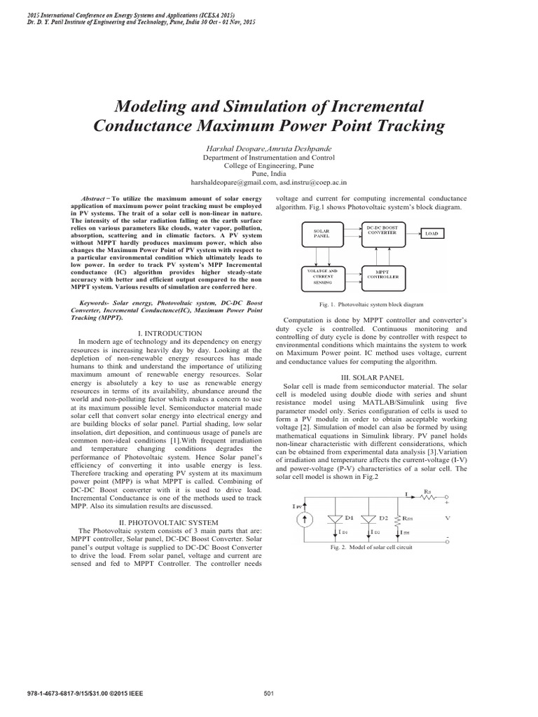 Modeling and Simulation of Incremental Conductance Maximum Power Point ...