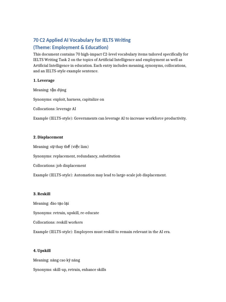 70 C2 AI IELTS Employment Education | PDF | Workforce Productivity ...