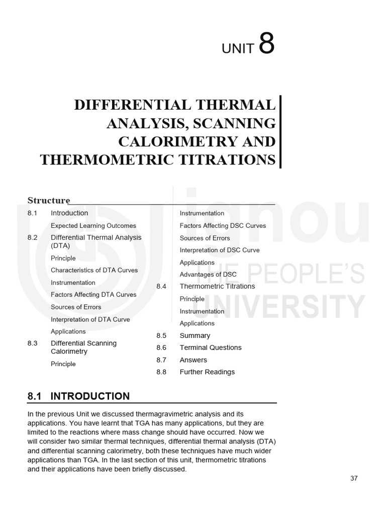 Unit 8 | PDF | Differential Scanning Calorimetry | Thermal Analysis