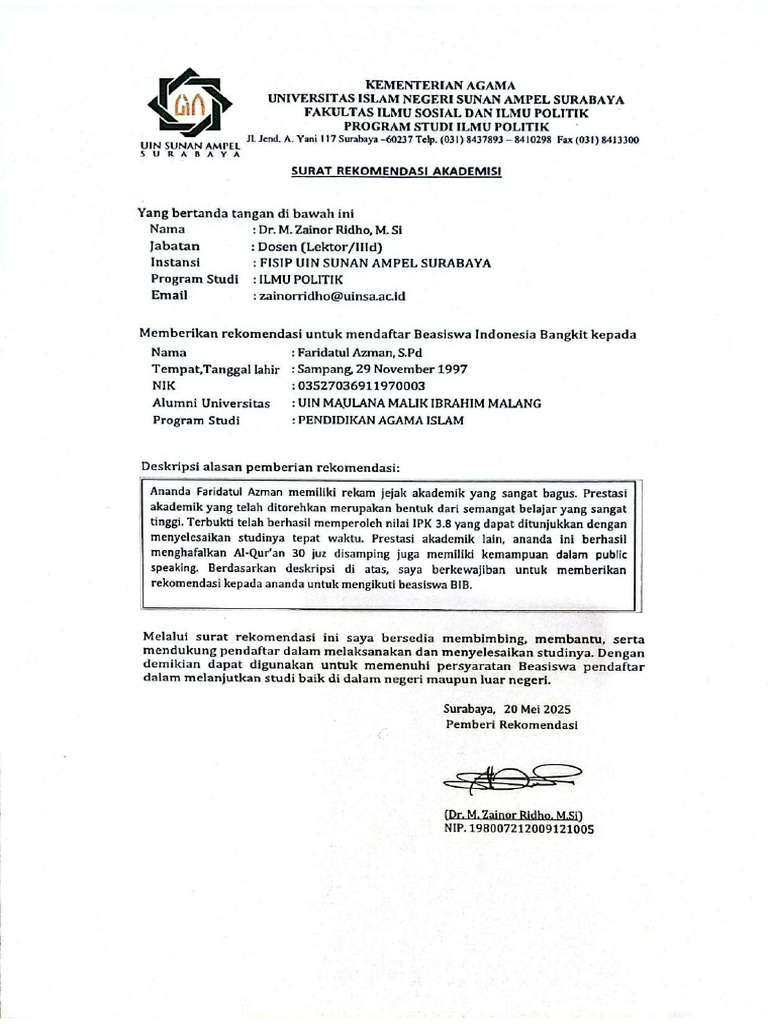Surat Rekomendasi Akademik - Compressed | PDF