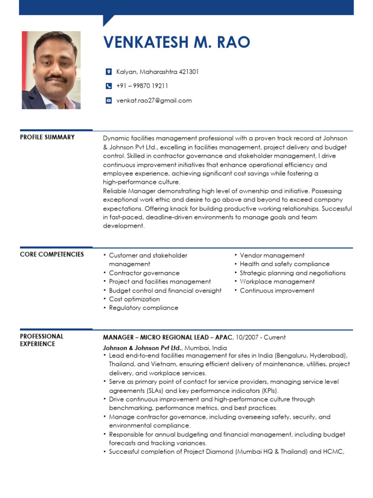 Venkatesh M.rao Resume | PDF | Performance Indicator | Business