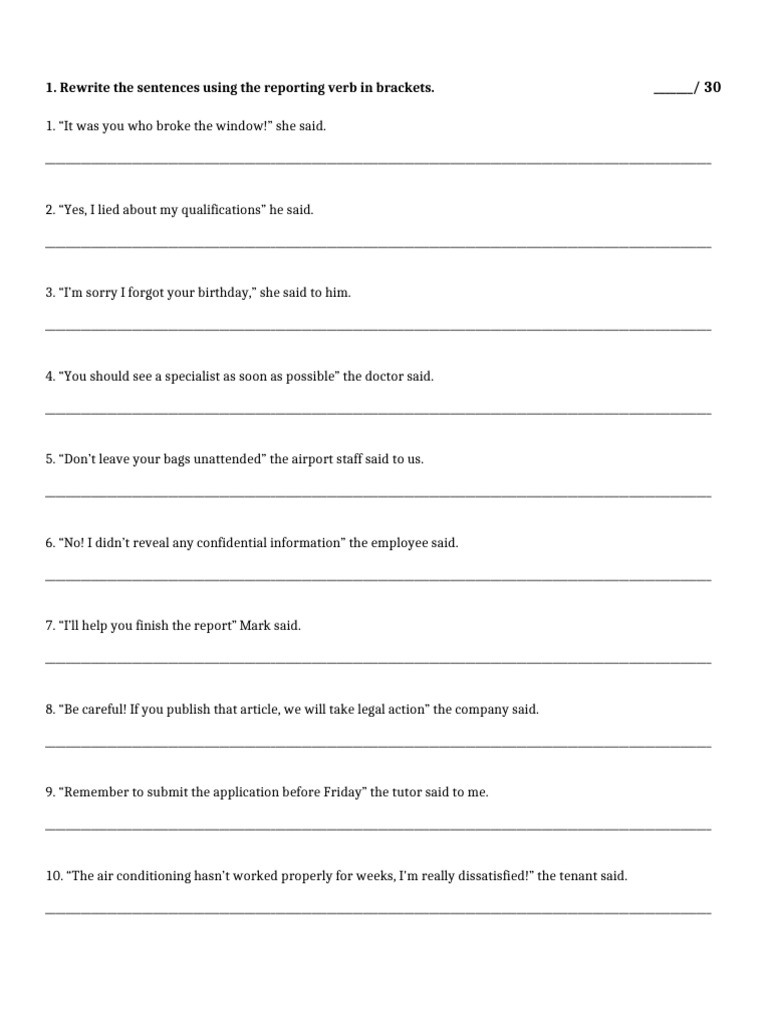 Reporting Verbs B2 Practice | PDF | Chess Theory | Chess