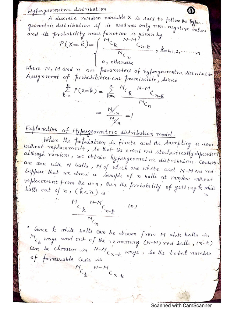 Hypergeometric Distribution | PDF
