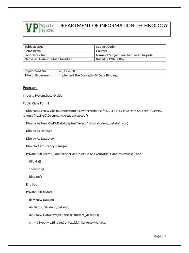 Department of Information Technology: Program | PDF | Computing ...