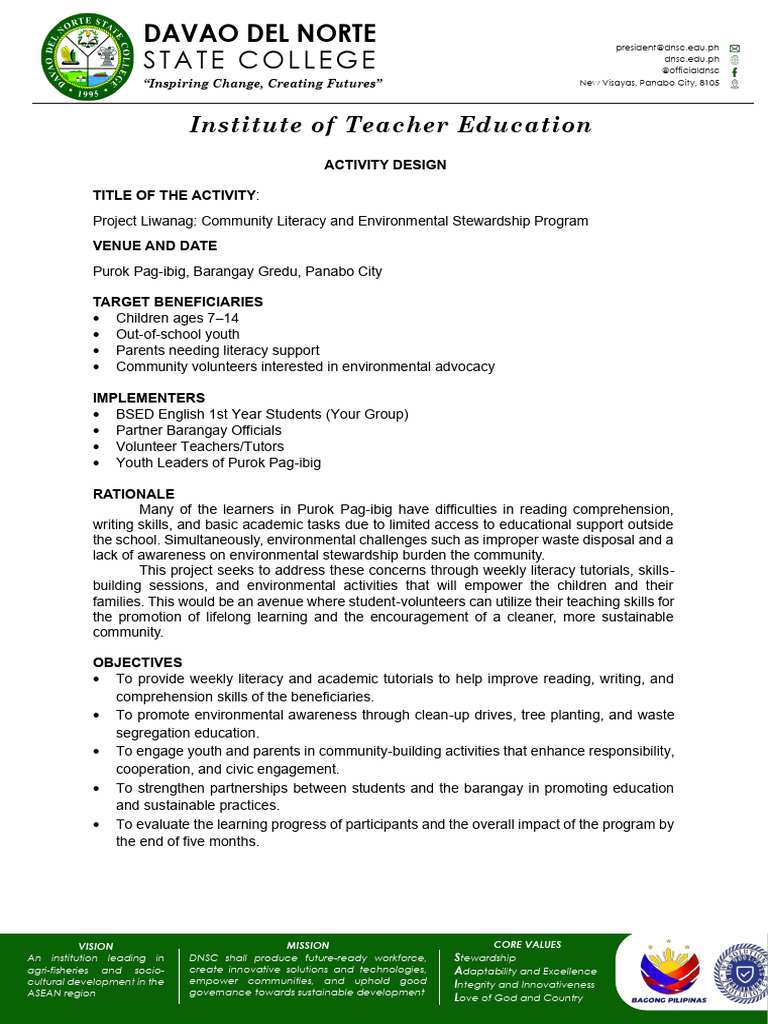 EDUC 212 Activity Design | PDF | Literacy | Cognition