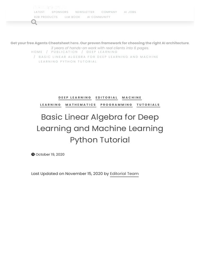 Basic Linear Algebra For Deep Learning and Machine Learning Python ...
