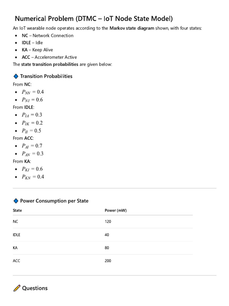 Markov Model - Numerical Problem | PDF
