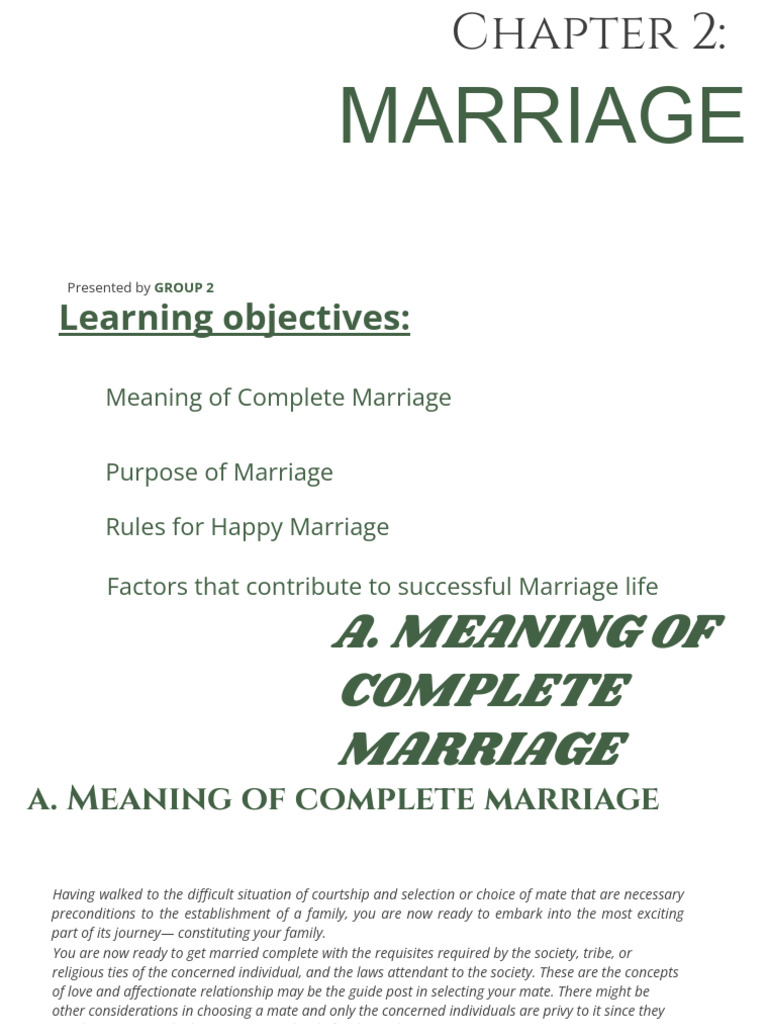 Chapter 2 Marriage | PDF | Intimate Relationships | Marriage
