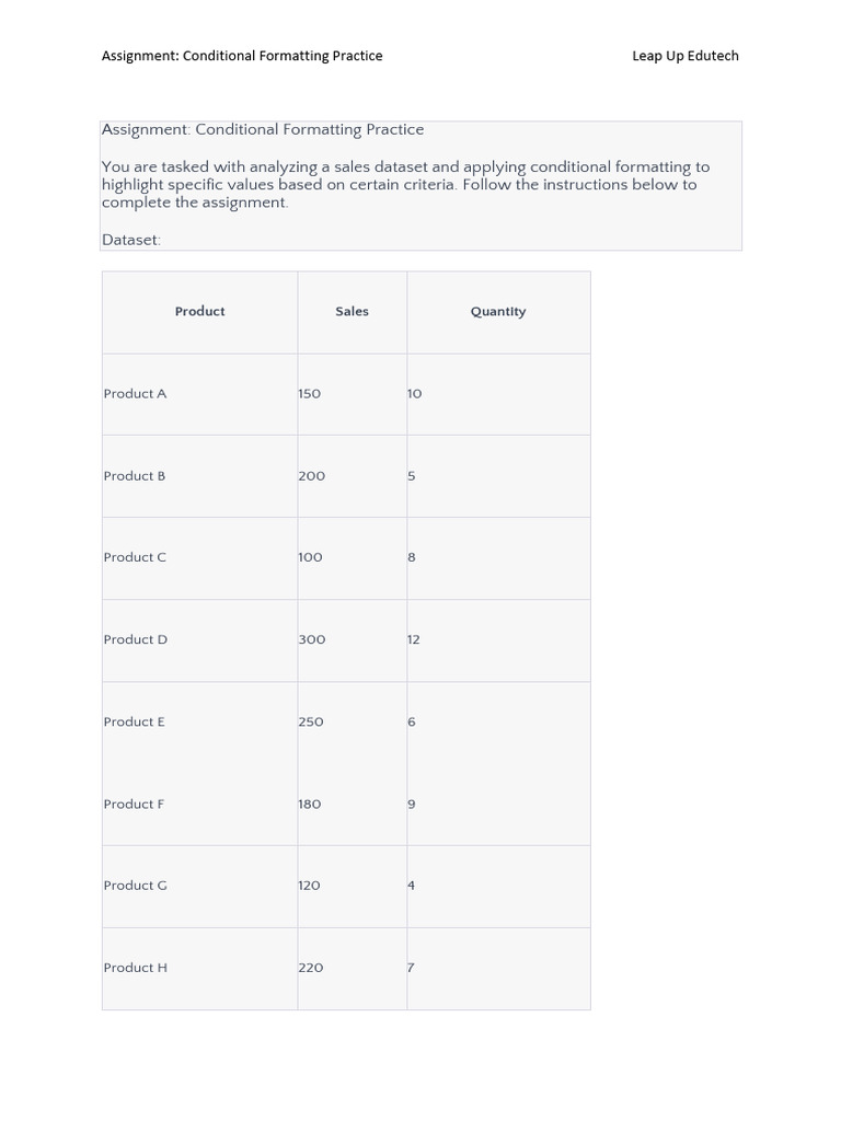 Assignment 3 Conditional Formatting 1 | PDF