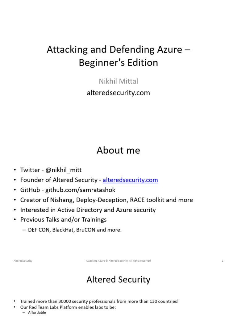 Attacking Azure Ad | PDF | Microsoft Azure | Cloud Computing