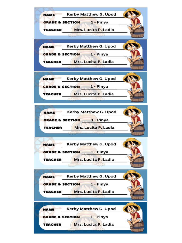 Name Label For Student | PDF