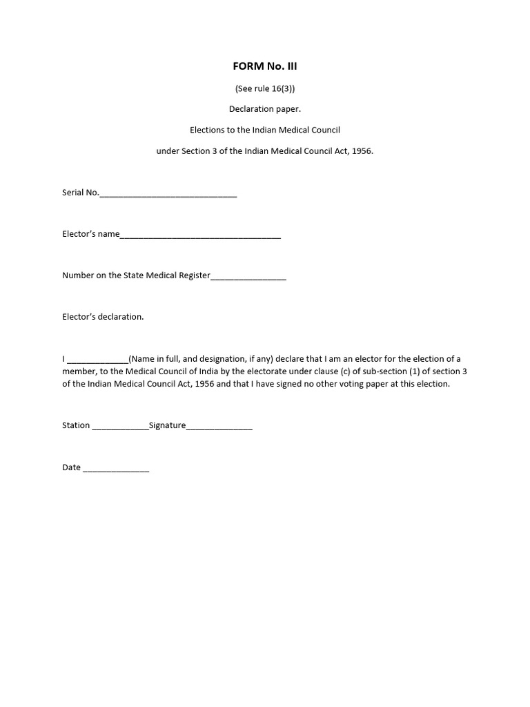 FORM No III | PDF