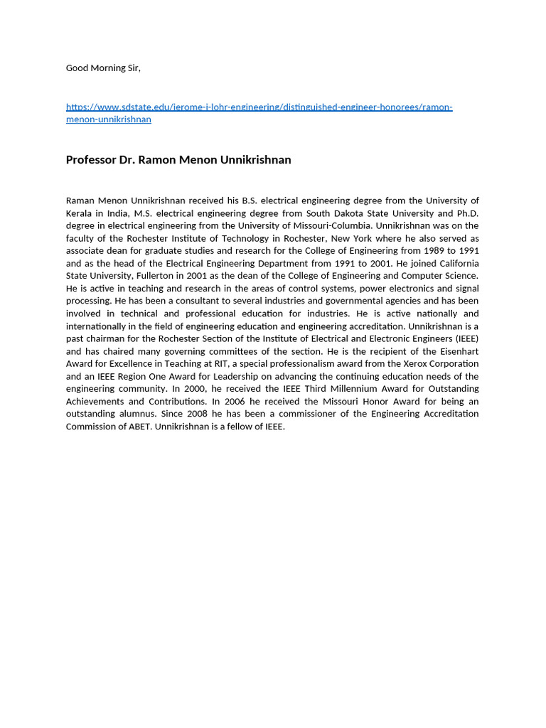 Prof Ramon Menon | PDF