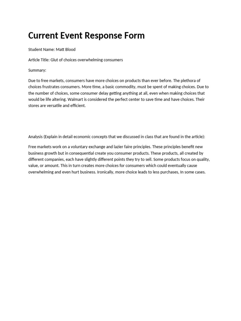 Current Event Response Form | PDF