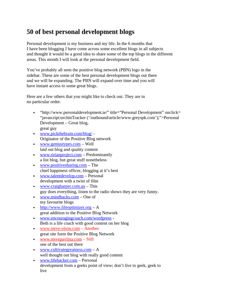 50 of Best Personal Development Blogs | PDF