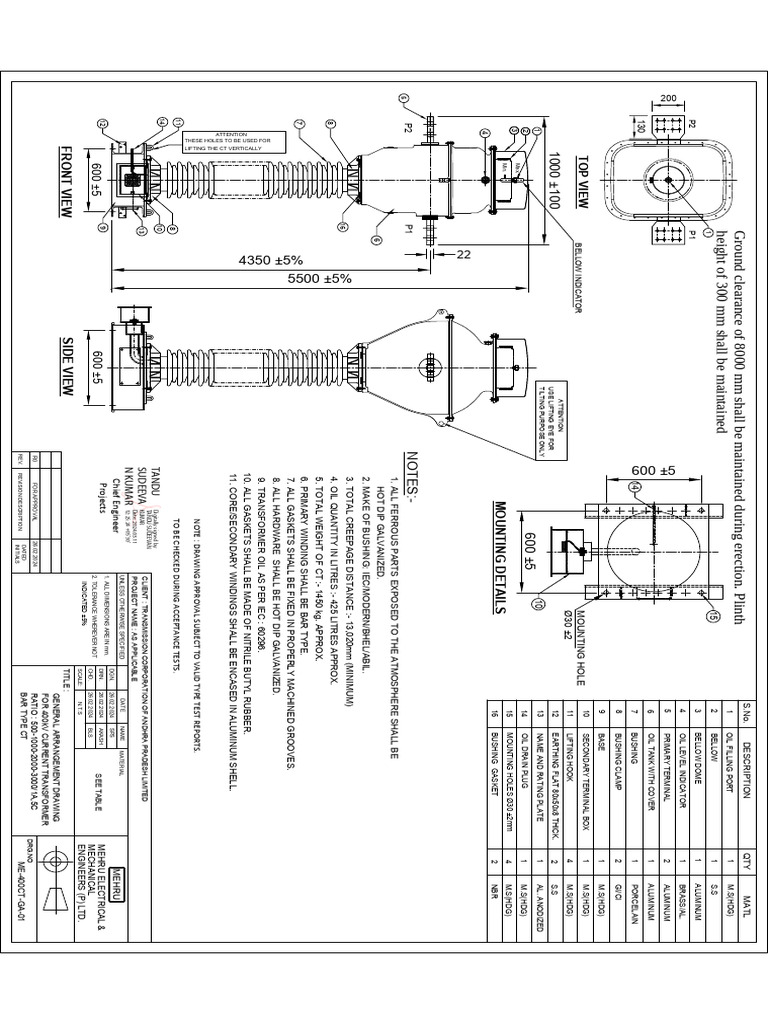 400kv CT Ratio 3000 2000 1000 500 With 31mm Creepage | PDF ...