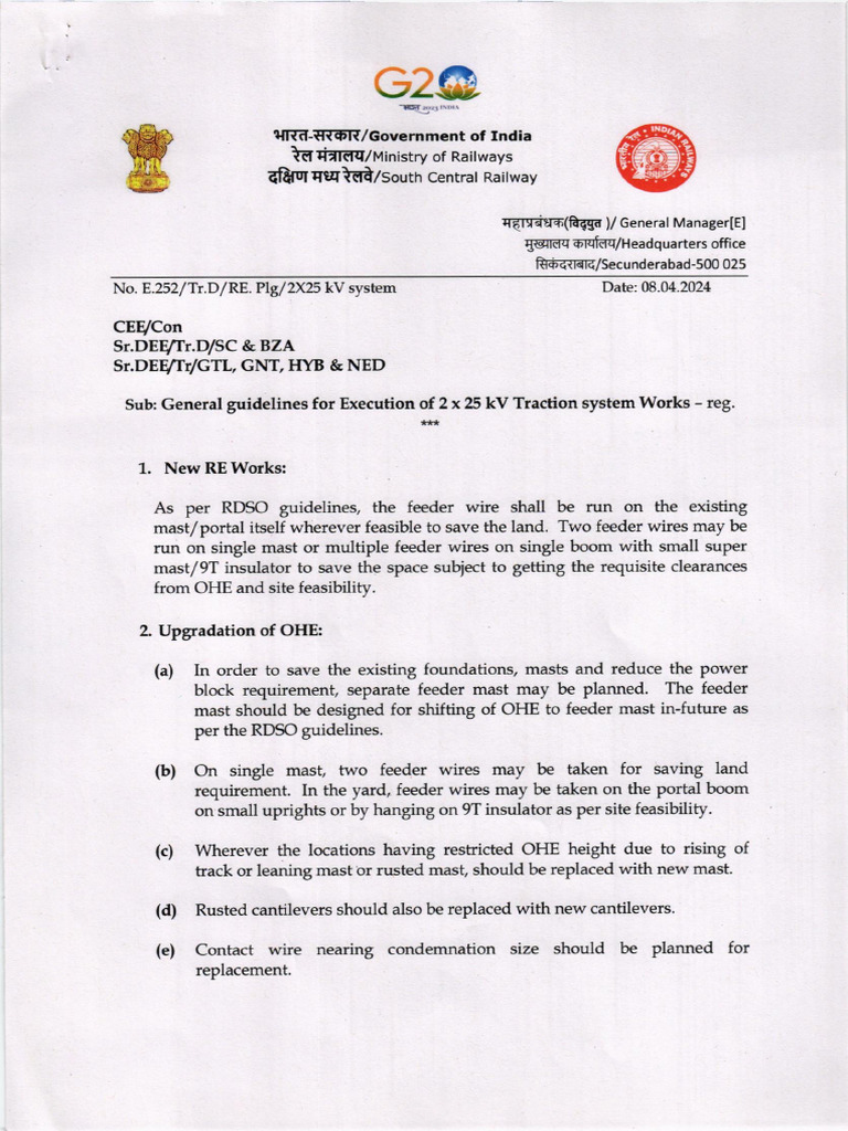 General Guidelines For Execution of 2 X 25 KV Traction System Works 08. ...