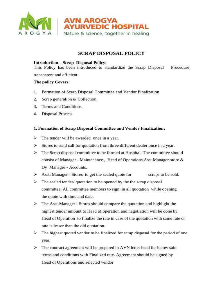 SOP - Scrab Disposal | PDF | Scrap