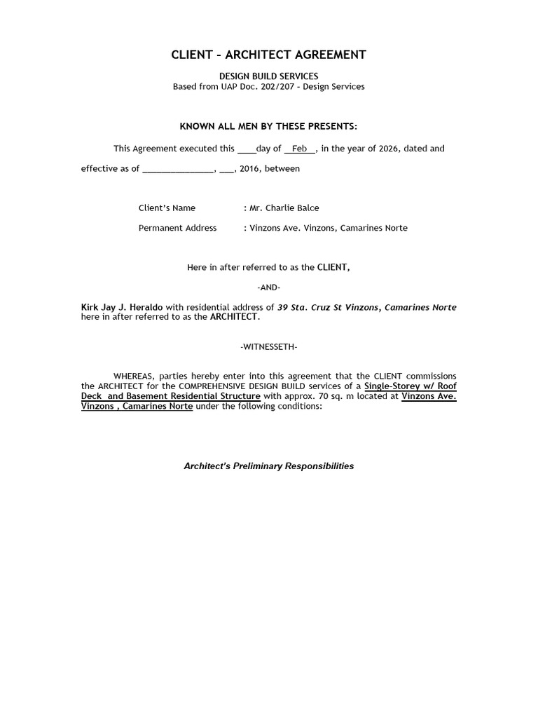 Architect Agreemnet | PDF | Architect | Specification (Technical Standard)