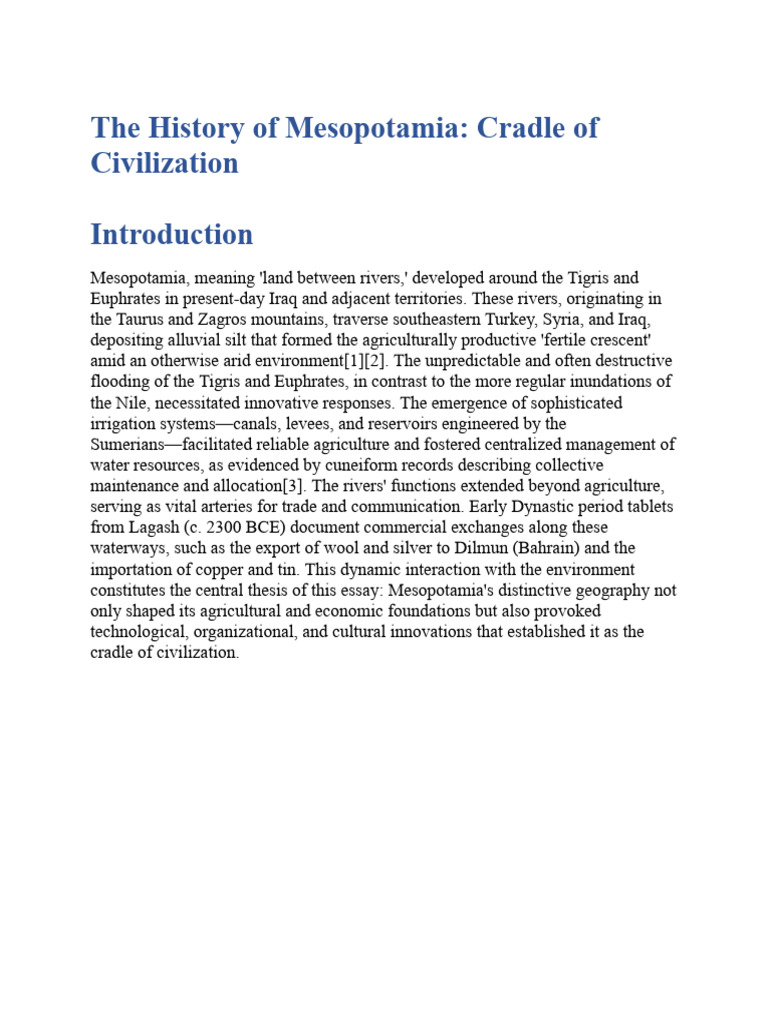The History of Mesopotamia Cradle of Civilization | PDF | Mesopotamia ...